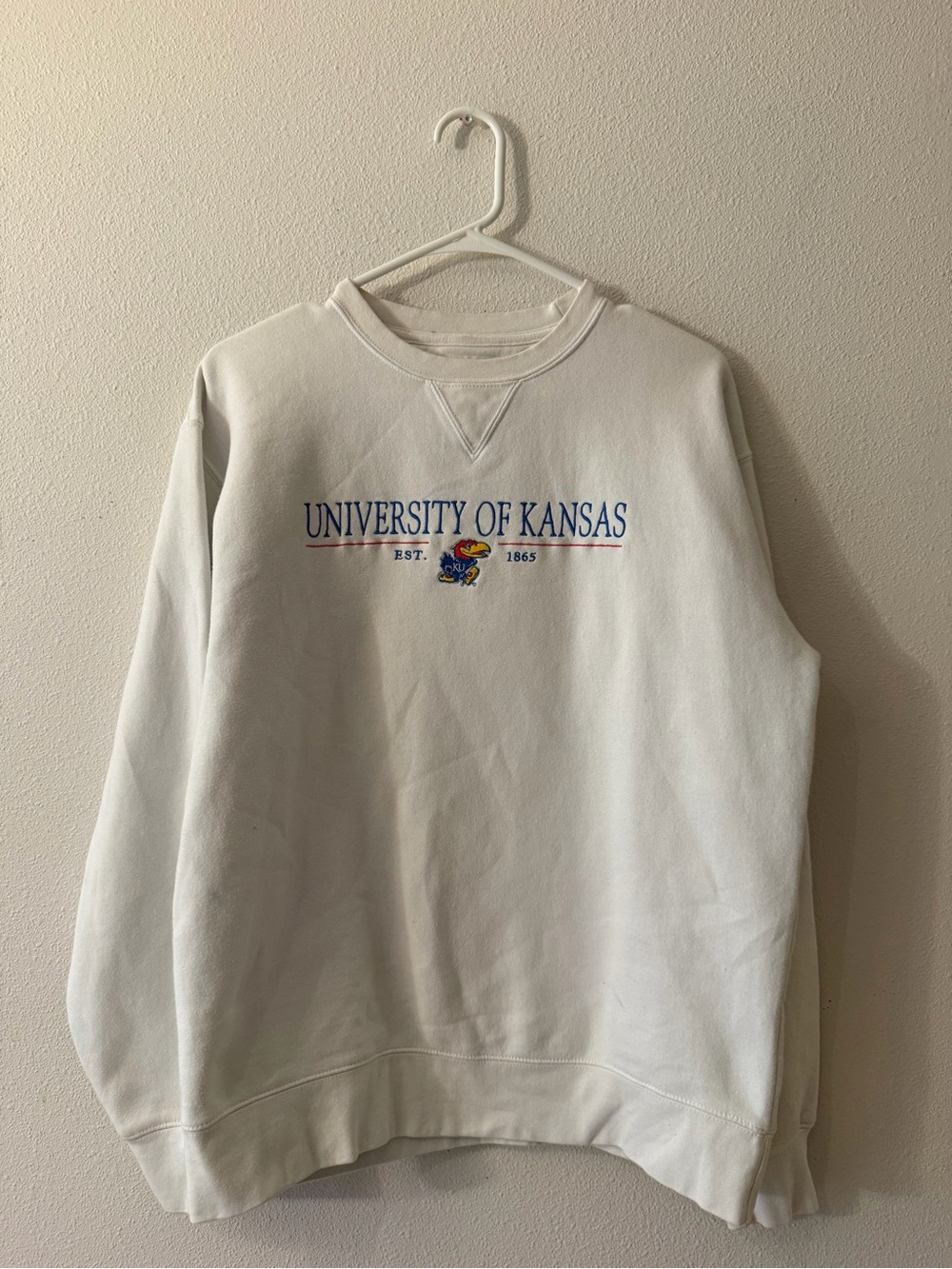 Gear For Sports White Crewneck Sweatshirt with Blue Embroidered Text